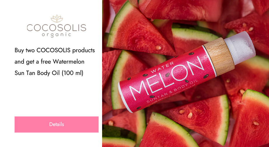 Buy two COCOSOLIS products and get a free Watermelon Sun Tan Body Oil (100 ml)