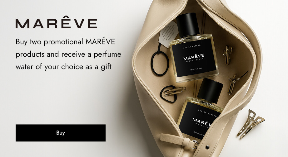 Buy two promotional MARÊVE products and receive a perfume water of your choice as a gift