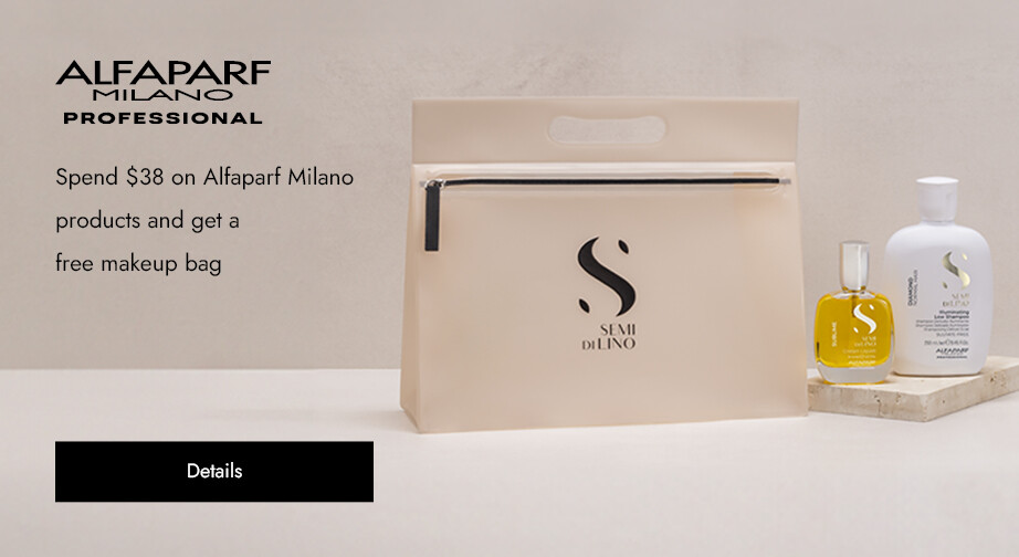 Spend $38 on Alfaparf Milano products and get a free makeup bag