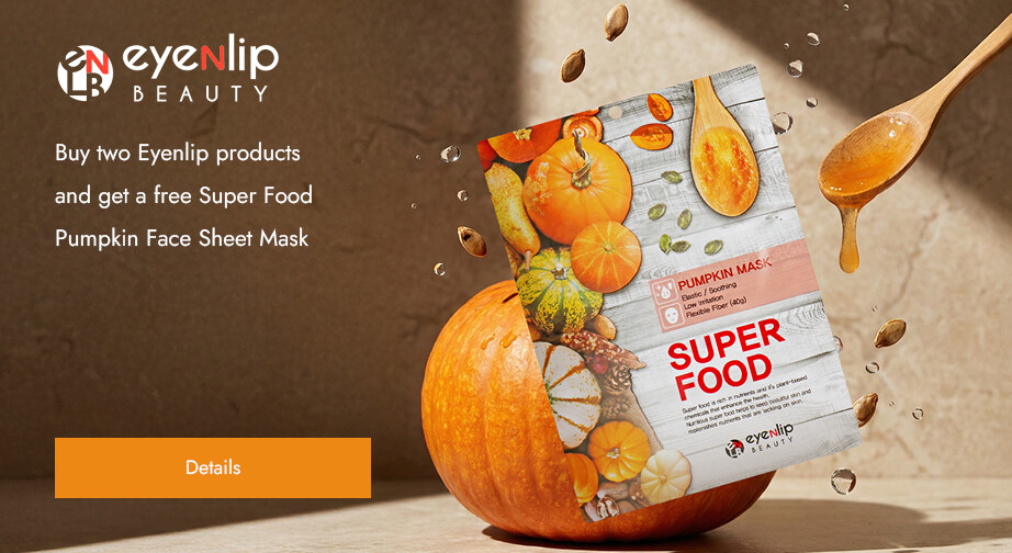 Buy two Eyenlip products and get a free Super Food Pumpkin Face Sheet Mask